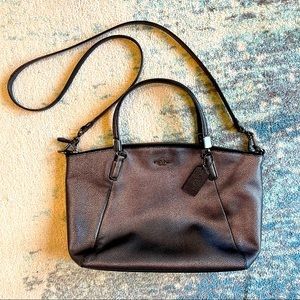 Coach “gunmetal” silver metallic crossbody bag